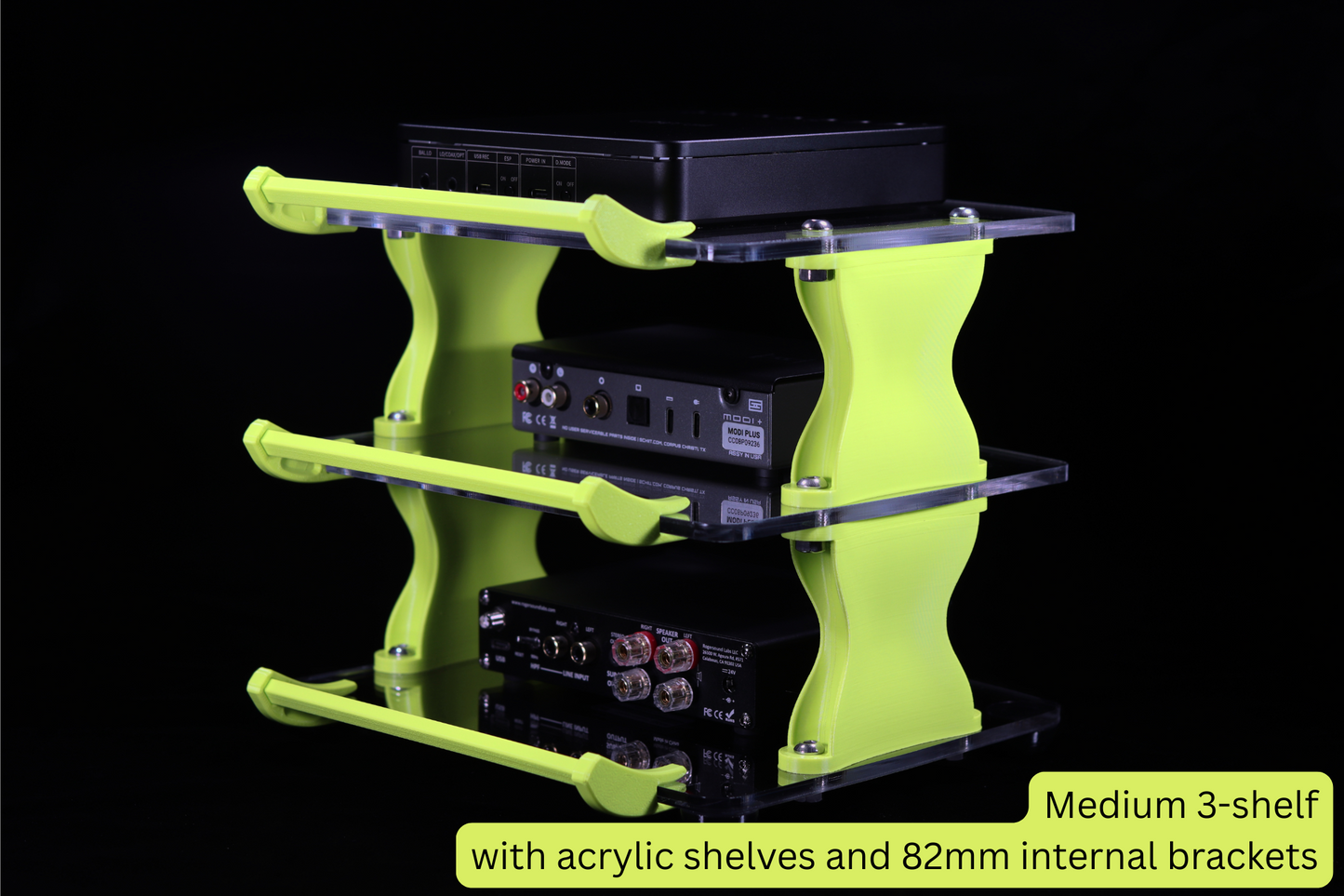 Medium Desktop Audio Rack | Internal Brackets | Acrylic Shelves