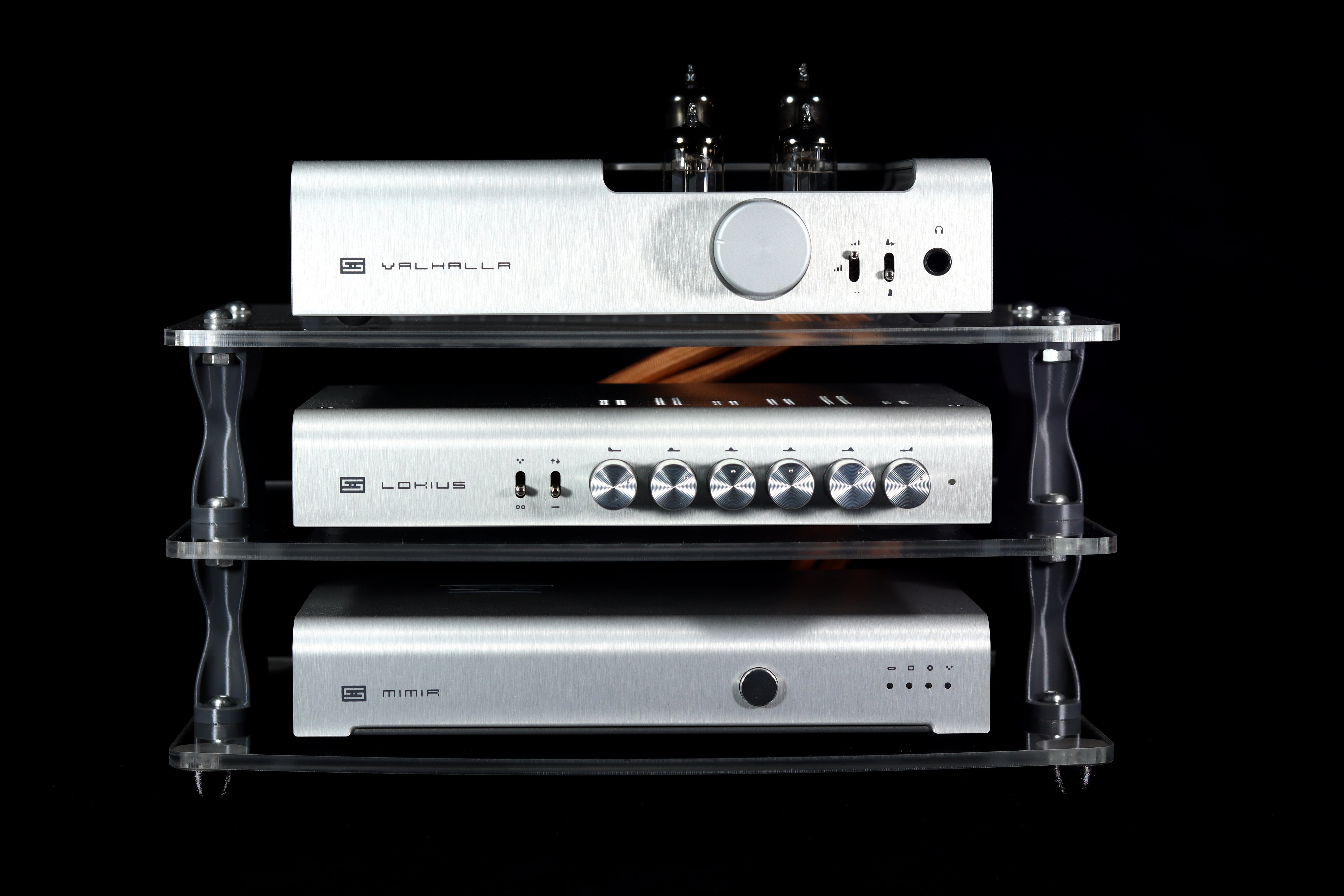 Large Custom Desktop Audio Rack with Acrylic Shelves | Sound Solver