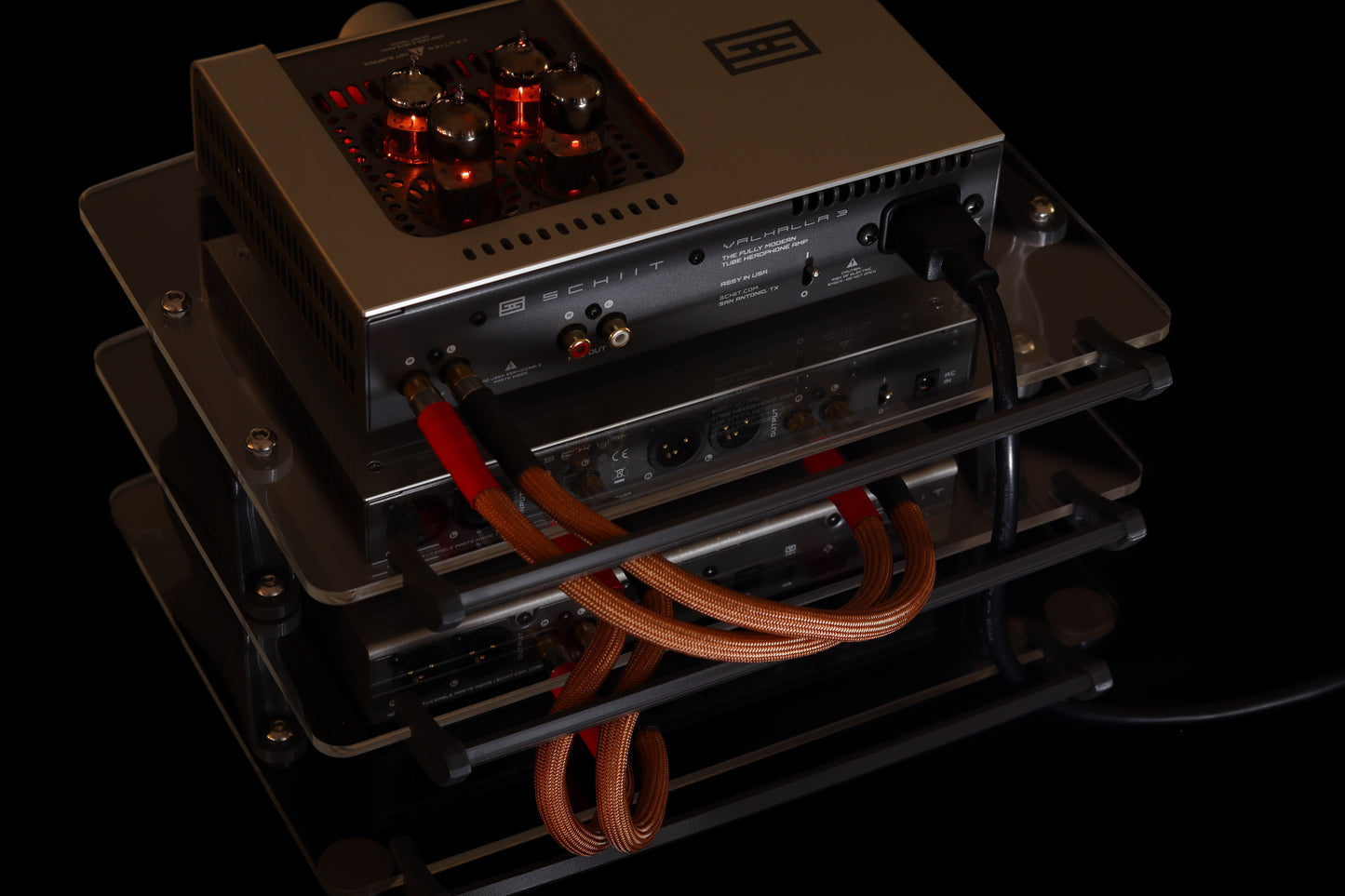 Large Desktop Audio Rack | Internal Brackets | Acrylic Shelves