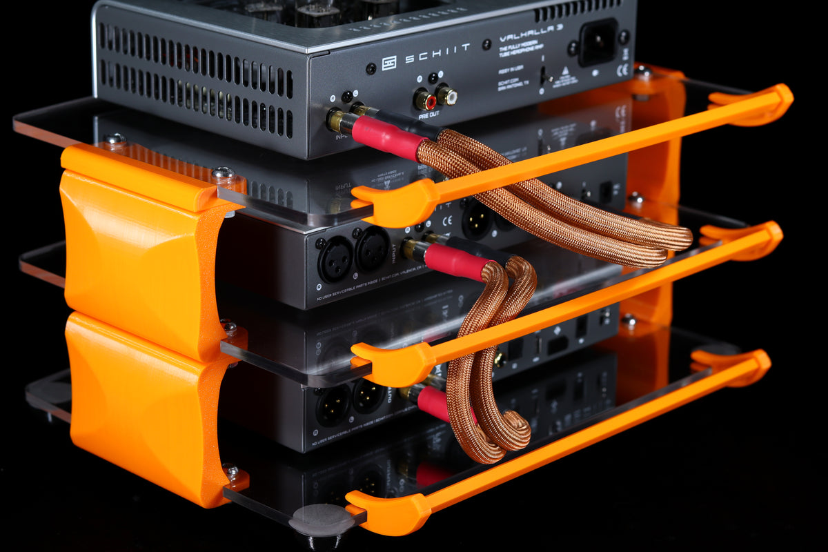 Large Custom Desktop Audio Rack with Acrylic Shelves | Sound Solver