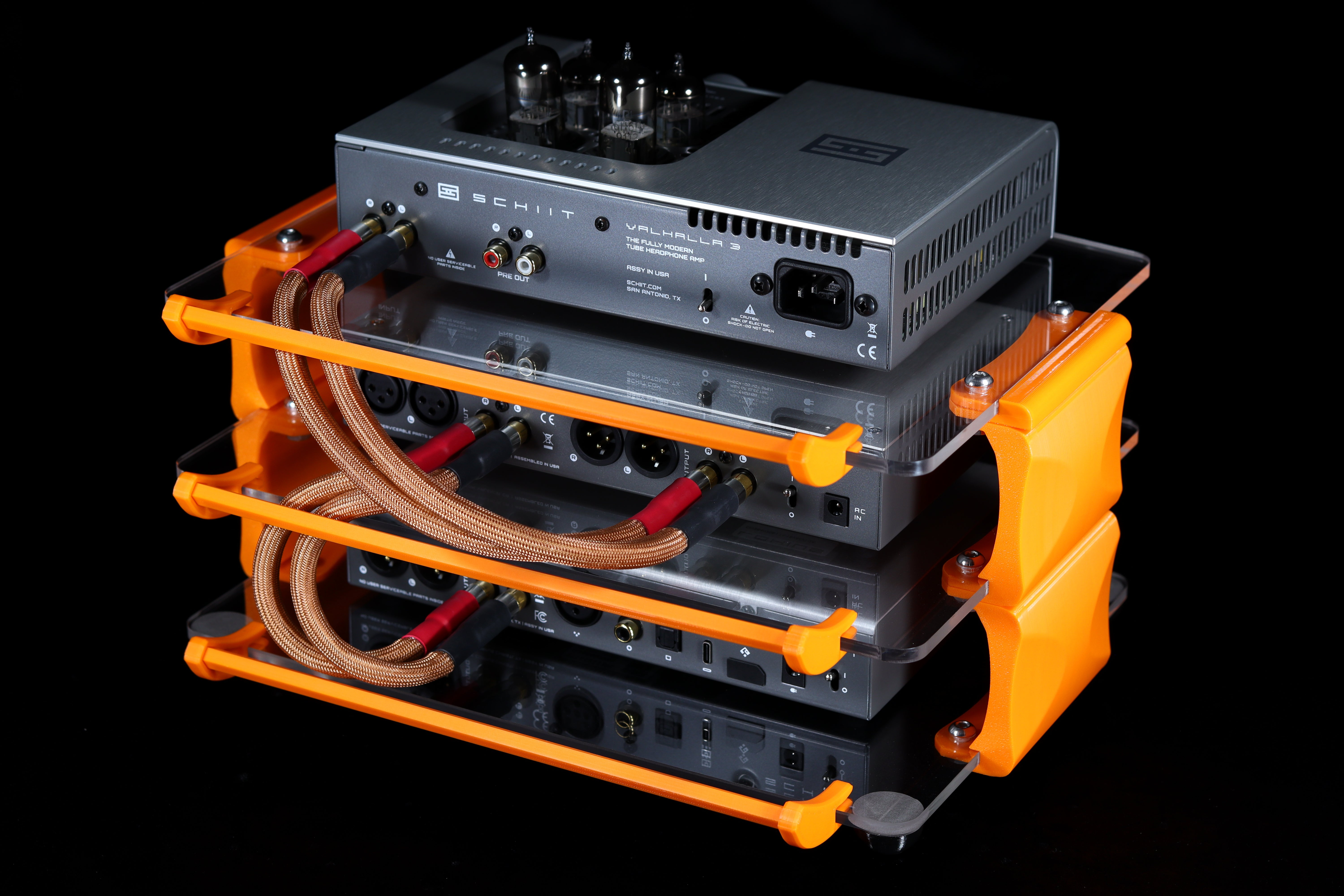 Large Custom Desktop Audio Rack with Acrylic Shelves | Sound Solver