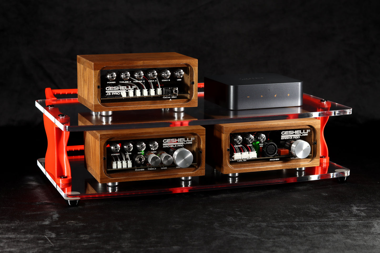 Extra Large Desktop Audio Rack | Internal Brackets | Acrylic Shelves