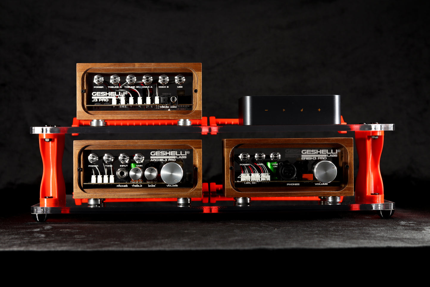 Extra Large Desktop Audio Rack | Internal Brackets | Acrylic Shelves