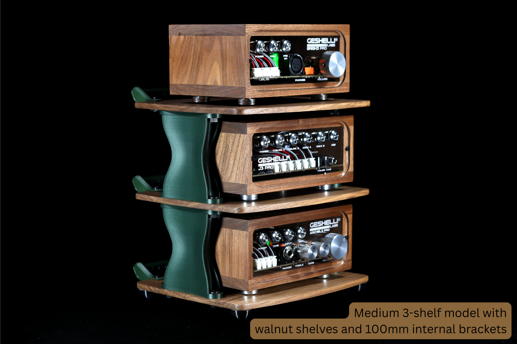 Desktop Hi Fi Stack Rack Medium Custom Desktop Audio Rack with Wood Shelves | Sound Solver