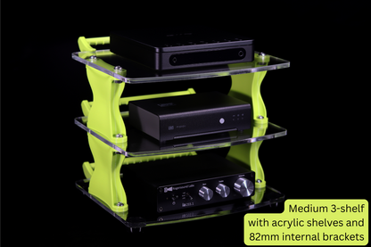 Medium Desktop Audio Rack | Internal Brackets | Acrylic Shelves