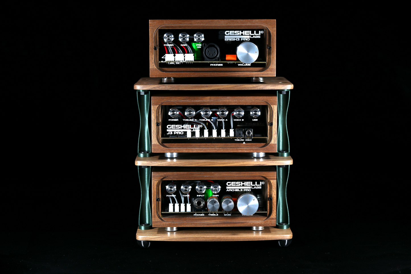 Medium Desktop Audio Rack | Internal Brackets | Wooden Shelves