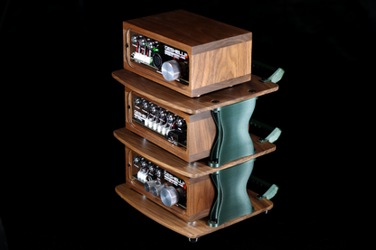 audio gear rack Medium Custom Desktop Audio Rack with Wood Shelves